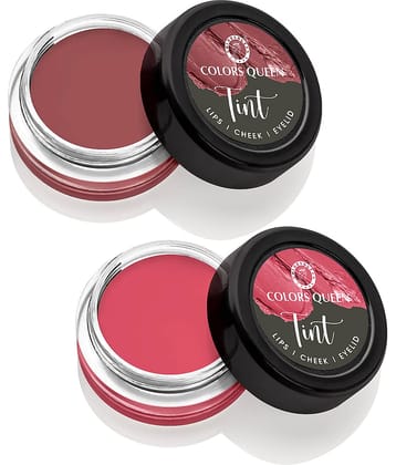 Colors Queen Tint for Cheeks and Lips Matte Lip and Eyelids 8g, (Combo of 2)