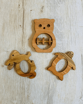 Beech Wood Rattle & Neem Wood Teethers (Set Of 3)