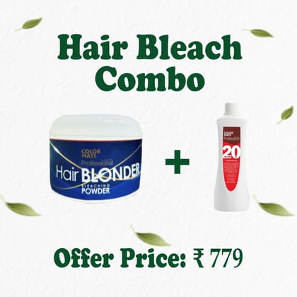 Color Mate Professional Bleaching Combo – 6% Developer (1L) + Blonder Powder (400g) | For Highlights, Pre-Lightening & Full Bleach | Salon Use