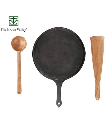 The Indus Valley Flip Spatula+Stirrer Spoon+Cast Iron Tawa