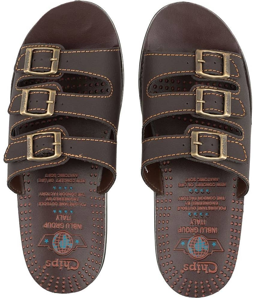 Chips - Brown Men's Leather Slipper