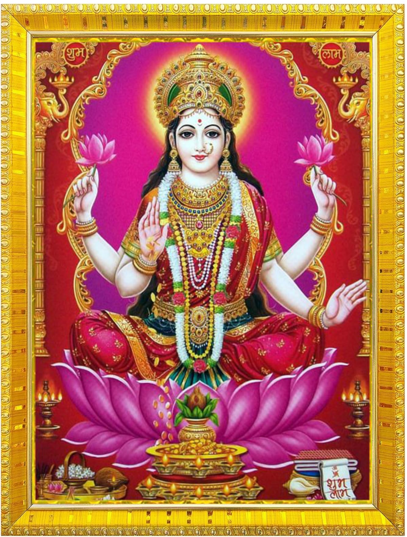 NOKKES Laxmi Devi Maa Mata Photo Frames Religious Photo frame 5X7 Inch Photo Frame_W24