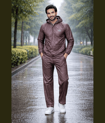 Sindon Brown Nylon Men's Rain Suit Set ( Pack of 1 )