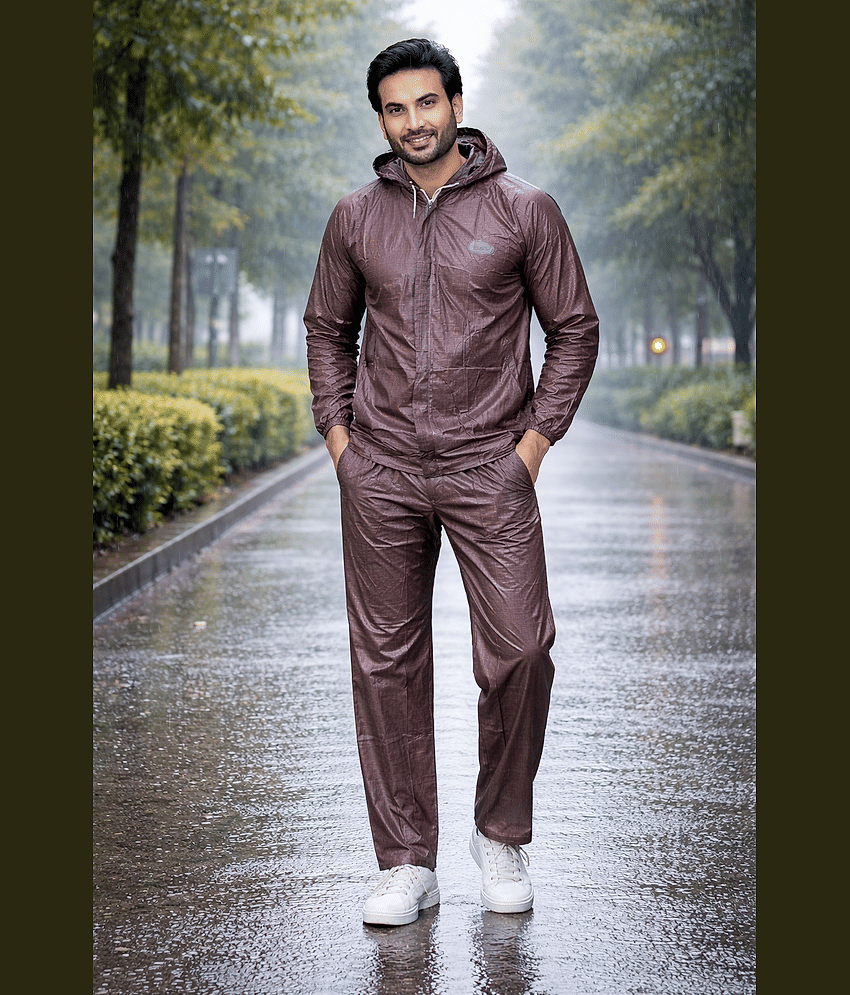 Sindon Brown Nylon Men's Rain Suit Set ( Pack of 1 )
