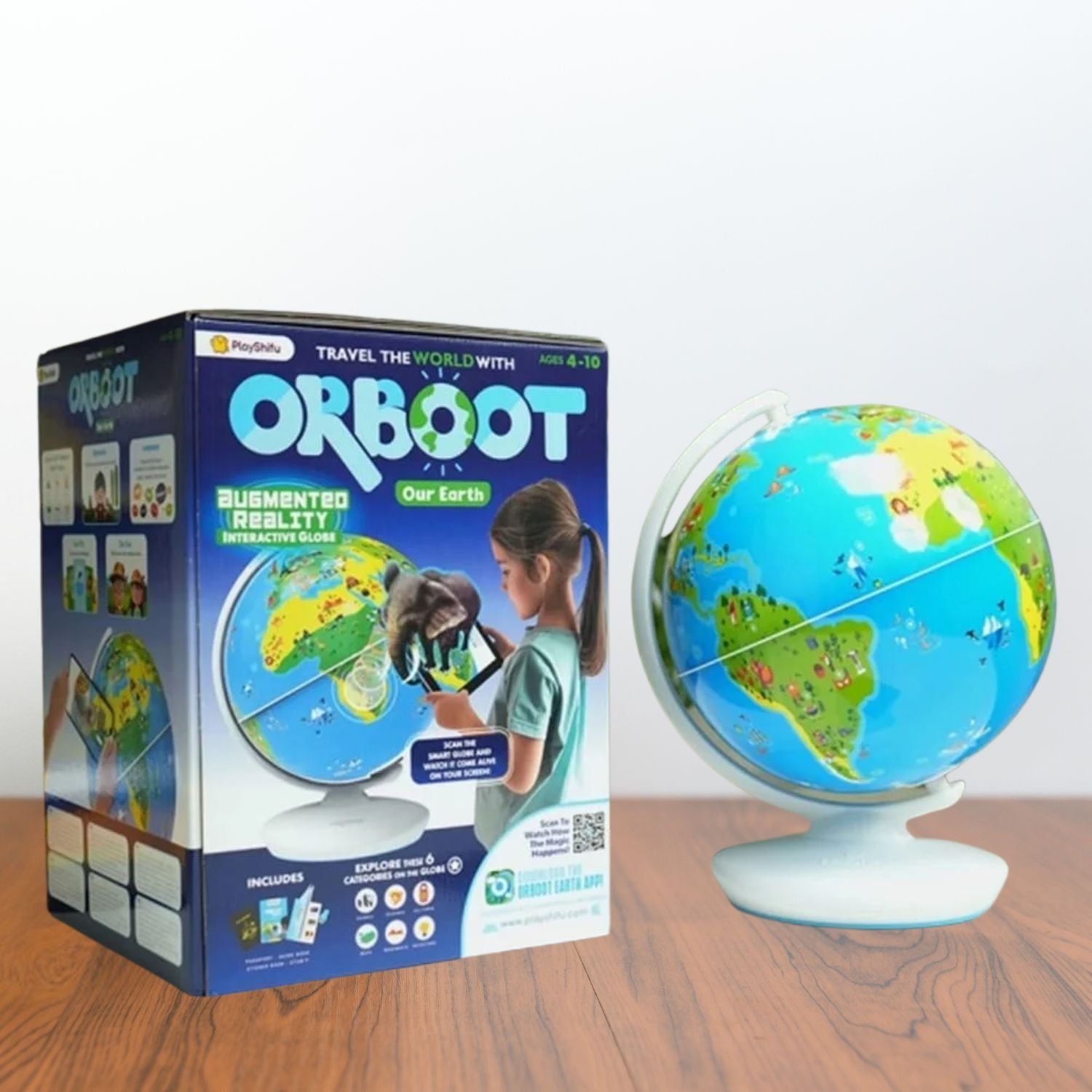 Shifu Orboot Earth Augmented Reality Educational Globe for Kids – 1000+ Facts, No Battery, English Language, Big Size – Multicolor