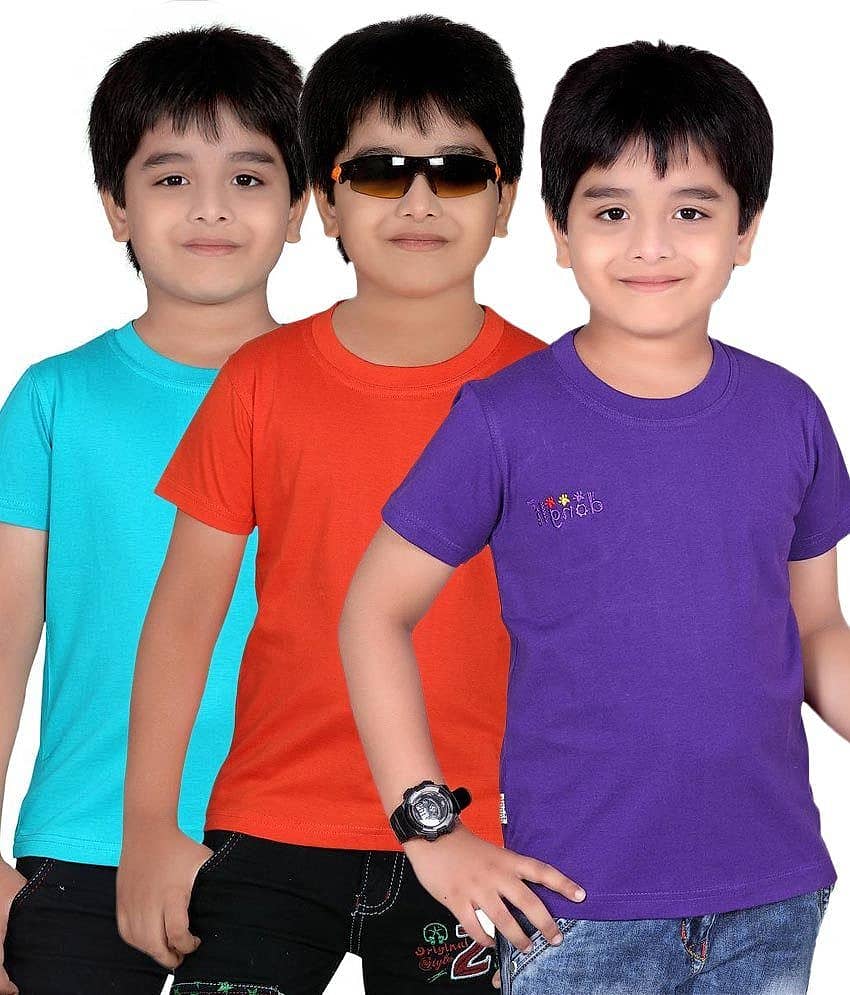 Dongli Pack of 1 Boys Cotton T-Shirt ( Purple )