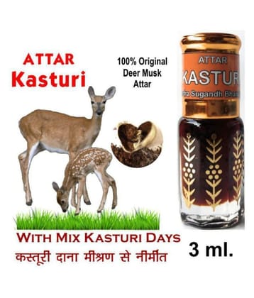 INDRA SUGANDH BHANDAR - Long-Lasting & Natural Kasturi Attar For Men & Women 3ml Pack Of 1