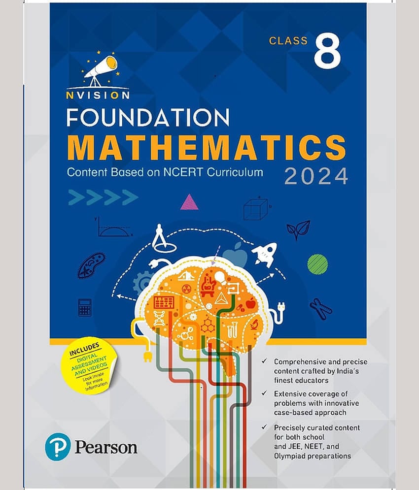 Pearson - Nvision Foundation 2024  Mathematics Class 8, | Based on NCERT Curriculum | School, JEE, NEET, Olympiad |