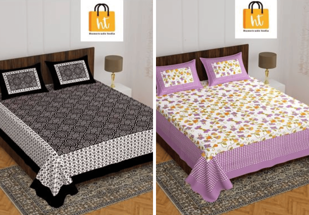 2201-Hometrade India- Standard Double Size (90*100 in )-Combo Double Bedsheet