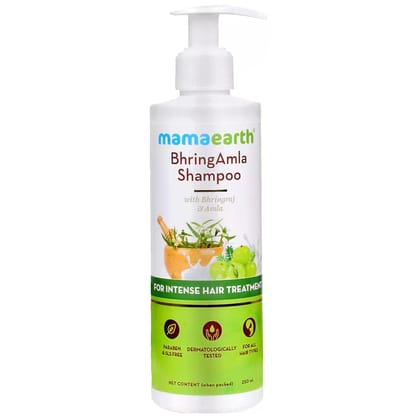 Mamaearth BhringAmla Shampoo for dry & frizzy hair with Bhringraj & Amla for Intense Hair Treatment 250 ml Mamaearth BhringAmla Shampoo for dry & frizzy hair with Bhringraj & Amla for Intense Hair Treatment 250 ml - White / 250 ml (Pack of 1)