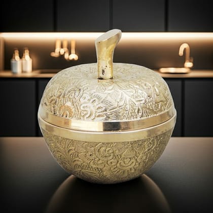 Brass Apple Shape Home Decor Bowl | Elegant Showpiece, Height : 2.8 Inch (FMAS316 E)