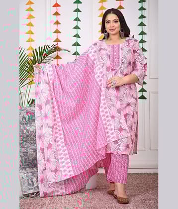 Swasti Cotton Printed Straight Women's Kurti - Pink ( Pack of 1 )