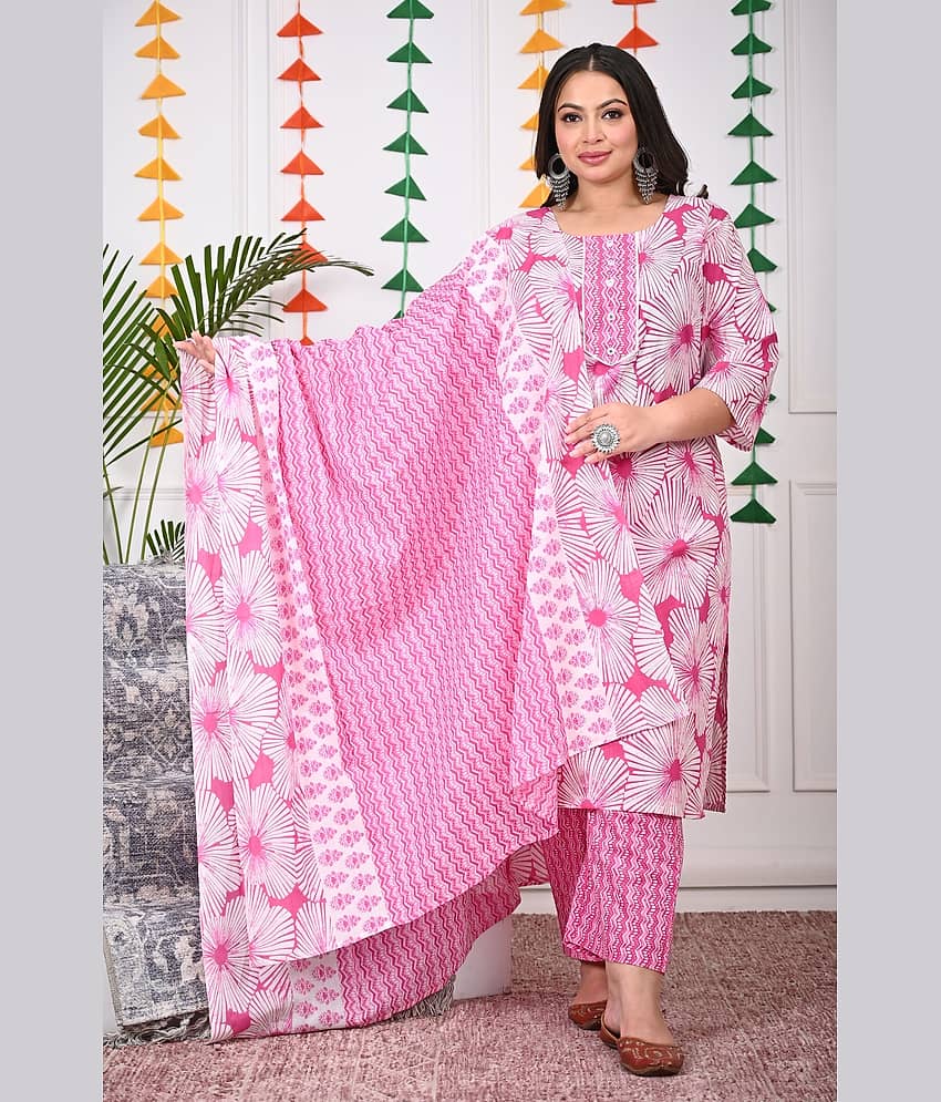Swasti Cotton Printed Straight Women's Kurti - Pink ( Pack of 1 )