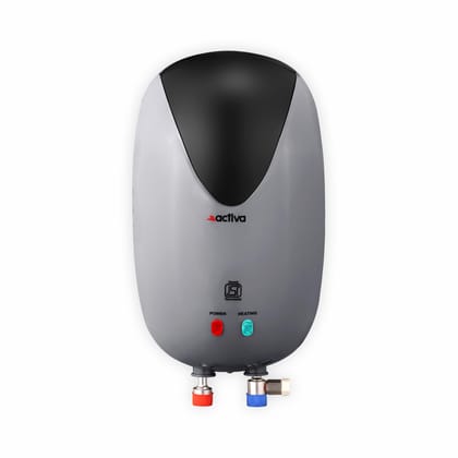 Activa 3 Liters Quick Water Heater Geyser, 3 KVA ISI Copper Element, 0.7mm Anti Rust Coated 304L Pure Stainless Steel Tank, Auto Cut-Off, ABS Body, BEE 5 Start Rated, 5 Year Warranty - Grey & Black Activa 3 Liters Quick Water Heater Geyser, 3 KVA ISI Cop
