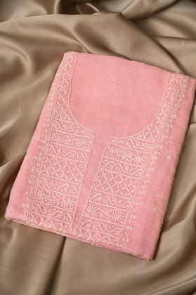 Kota Chikankari Length with Dupatta - Peach-Peach / Free Size / Kota