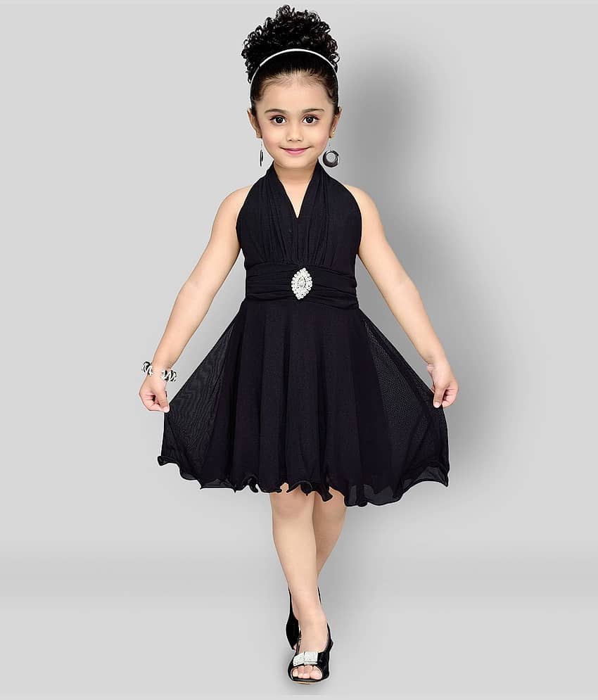 Aarika Net Shift Dress For Girls ( Pack of 1 , Black )