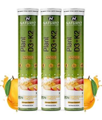 NATURYZ 100% Plant Vitamin D3 K2, Supports Stronger Immunity, Bone & Heart Health - 60 Tablets