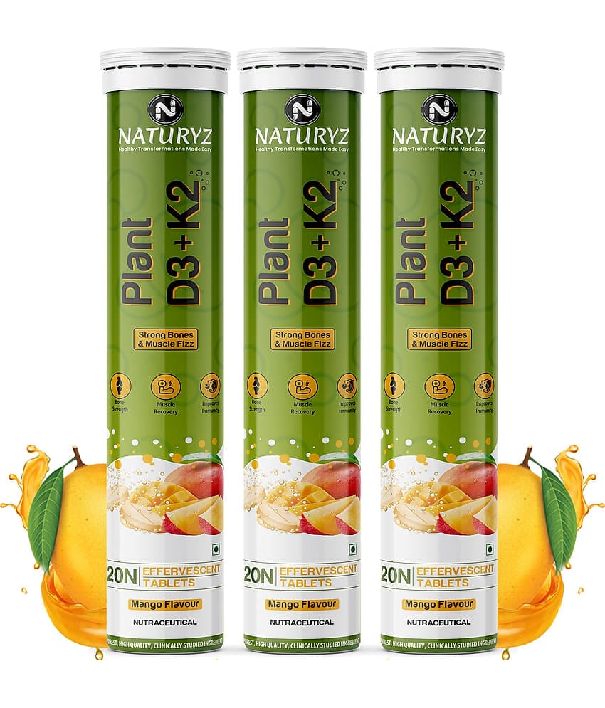 NATURYZ 100% Plant Vitamin D3 K2, Supports Stronger Immunity, Bone & Heart Health - 60 Tablets