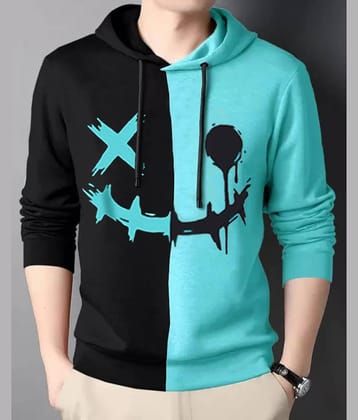 Try This Cotton Blend Slim Fit Colorblock Full Sleeves Men's Hooded T-Shirt - Black ( Pack of 1 )