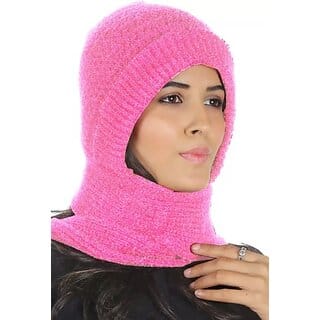 Fashlook Woolen Pink Casual Winter Cap
