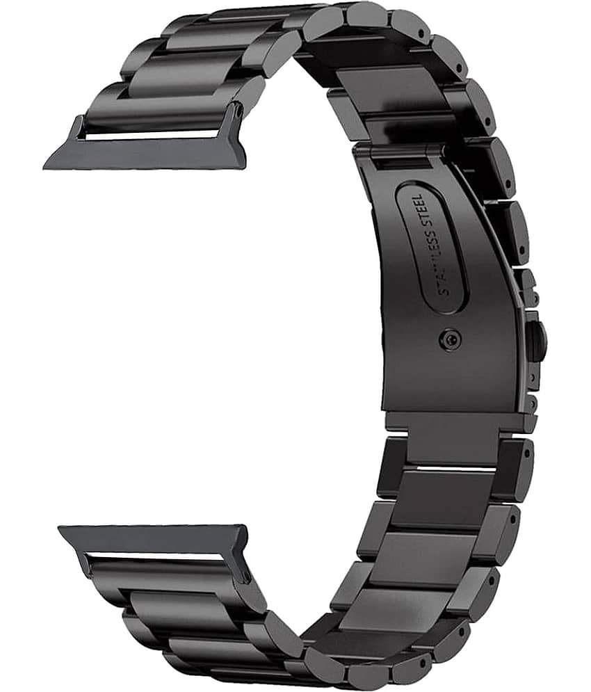 Lorenz Premium Stainless Steel Strap 42/44/45/49mm Compatible | Metal Link Bracelet Band with Butterfly Clasp | Adjustable Durable Band for Series 1-9, SE & Ultra (Black)