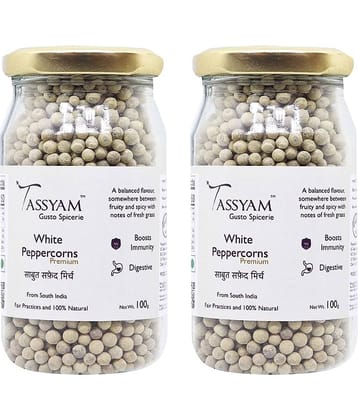 Tassyam White Peppercorns 200 gm Pack of 2