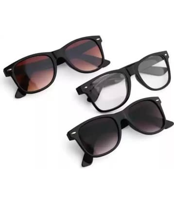 Funk Black Square Sunglasses ( Pack of 3 )
