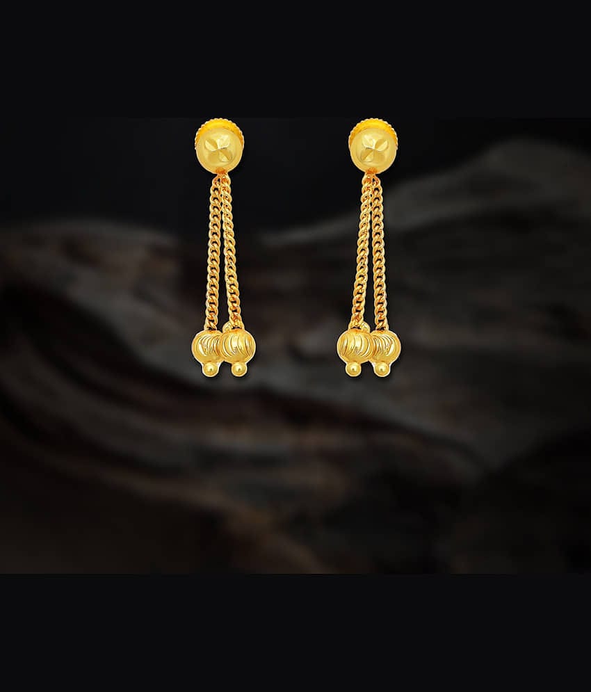 LUV FASHION Golden Danglers Earrings ( Pack of 1 )