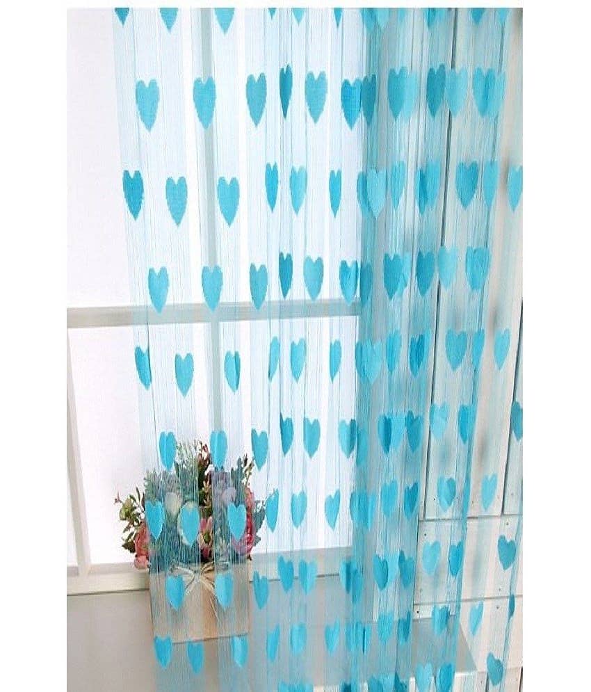 Homefab India - Blue Pack of 2 Silk Window Curtain (4 ft X 7 ft)