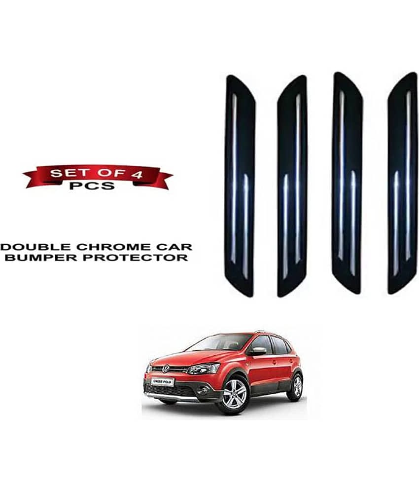 RONISH Rubber Car Bumper Protector Guard (Double Chrome) For Volkswagen Polo Cross