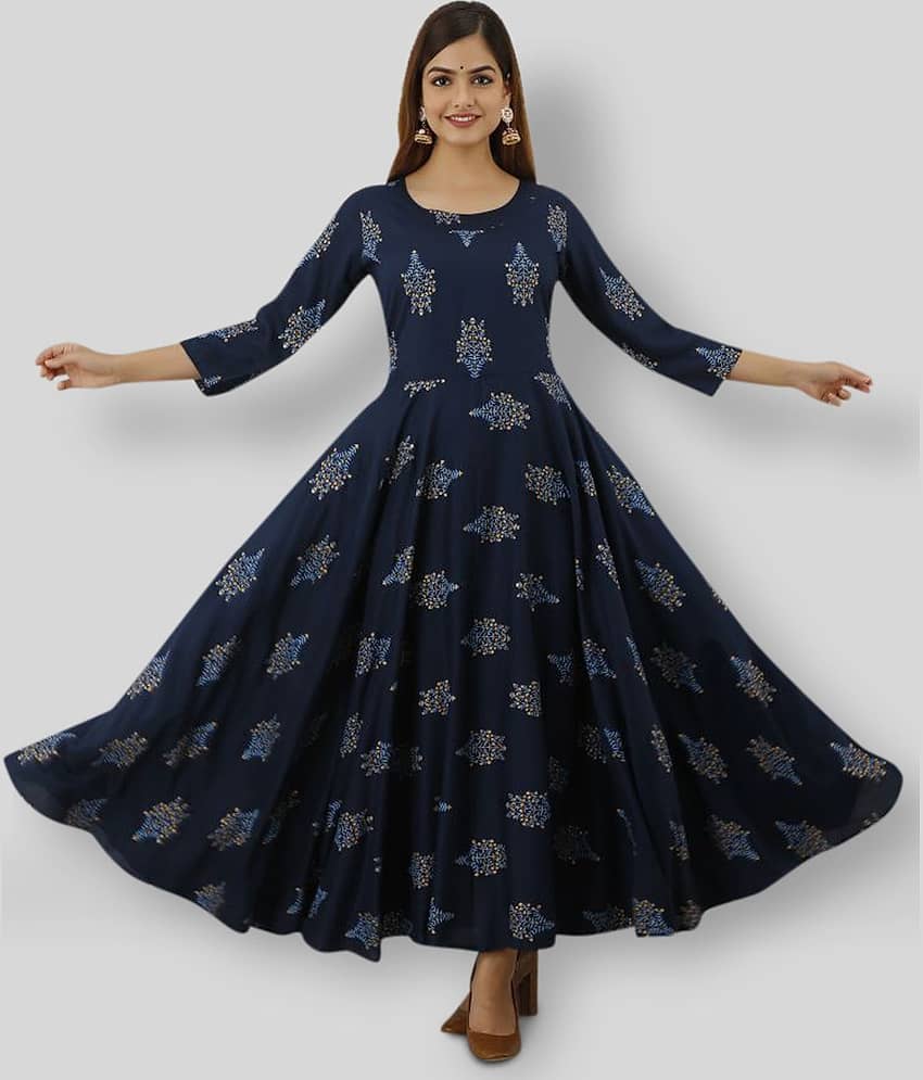 Lee Moda - Blue Rayon Women's Anarkali Kurti ( Pack of 1 )