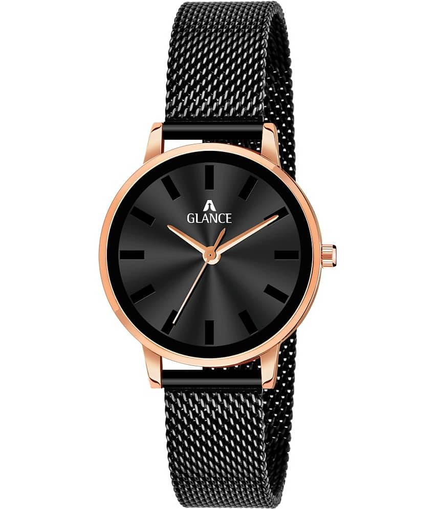 Aglance - Black Stainless Steel Analog Womens Watch