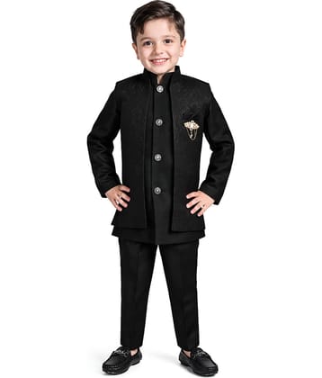 Arshia Fashions Boys Jacquard Black Sherwani ( Pack of 1 )