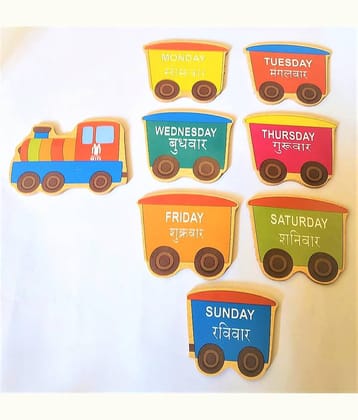Peters Pence Wooden Multi Color Educational DAYS OF THE WEEK TRAIN set for kids Pre Primary Education
