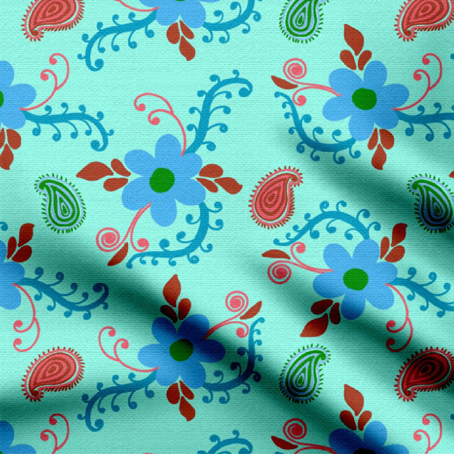 Floral Paisley Mint-Cotton