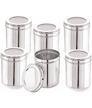 ATROCK Steel Silver Food Container ( Set of 6 )