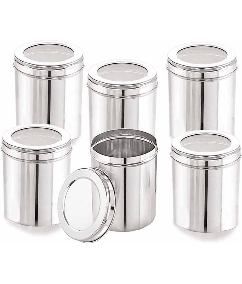 ATROCK Steel Silver Food Container ( Set of 6 )