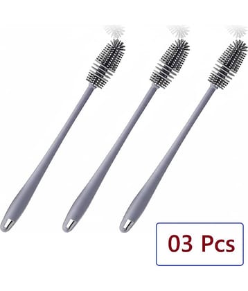 Bottle Cleaning Brush Silicone Long Handle for Baby Bottle, Water Bottle, Containers, Vase and Glass, Bottle Cleaner for Home and Kitchen Accessories Item Products_ 03 Pcs