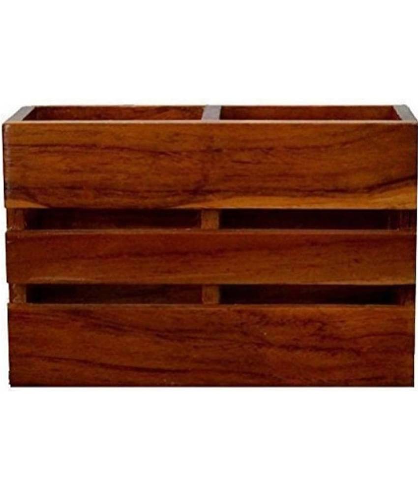 TFS Brown Wooden Cutlery Holder ( Pack of 1 )