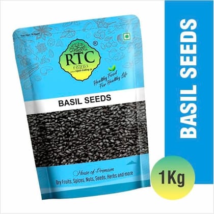 RTC Foods Basil Seeds 1Kg | Sabja Seeds | Resist Summer Heat | High in Fiber & Omega-3 | Helps Control Weight | Nutritious Superfood for Consuming & Consuming