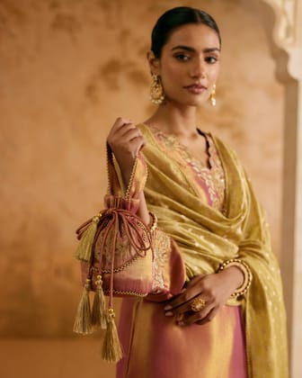 Purple Rose Potli Bag-Purple