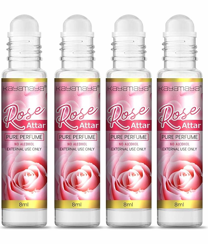 Rose Attar Perfume for Unisex - Pure, Natural Undiluted | Floral Attar - Pack of 4