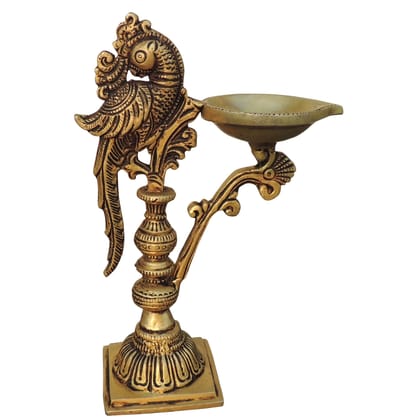 Brass Showpiece Peacock Deepak, Oil Lamp  - Decorative Oil Lamp for Festival Lighting, Height : 7.5 Inch (BSMAS1798 D)