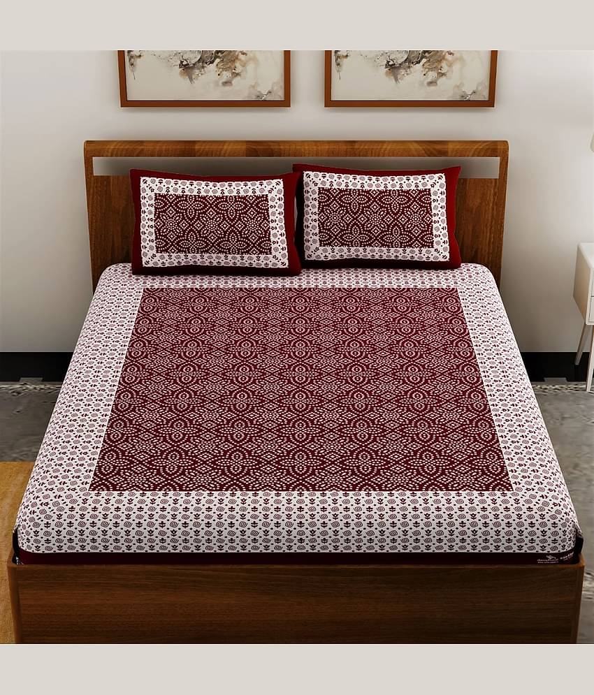 unique choice Cotton Double Bedsheet ( Maroon )