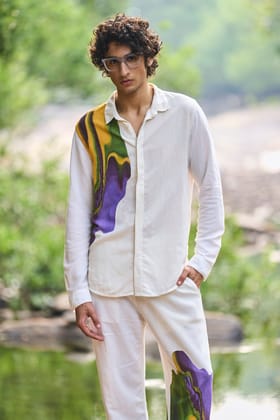 PRINTED LINEN SHIRT-XS / Multi