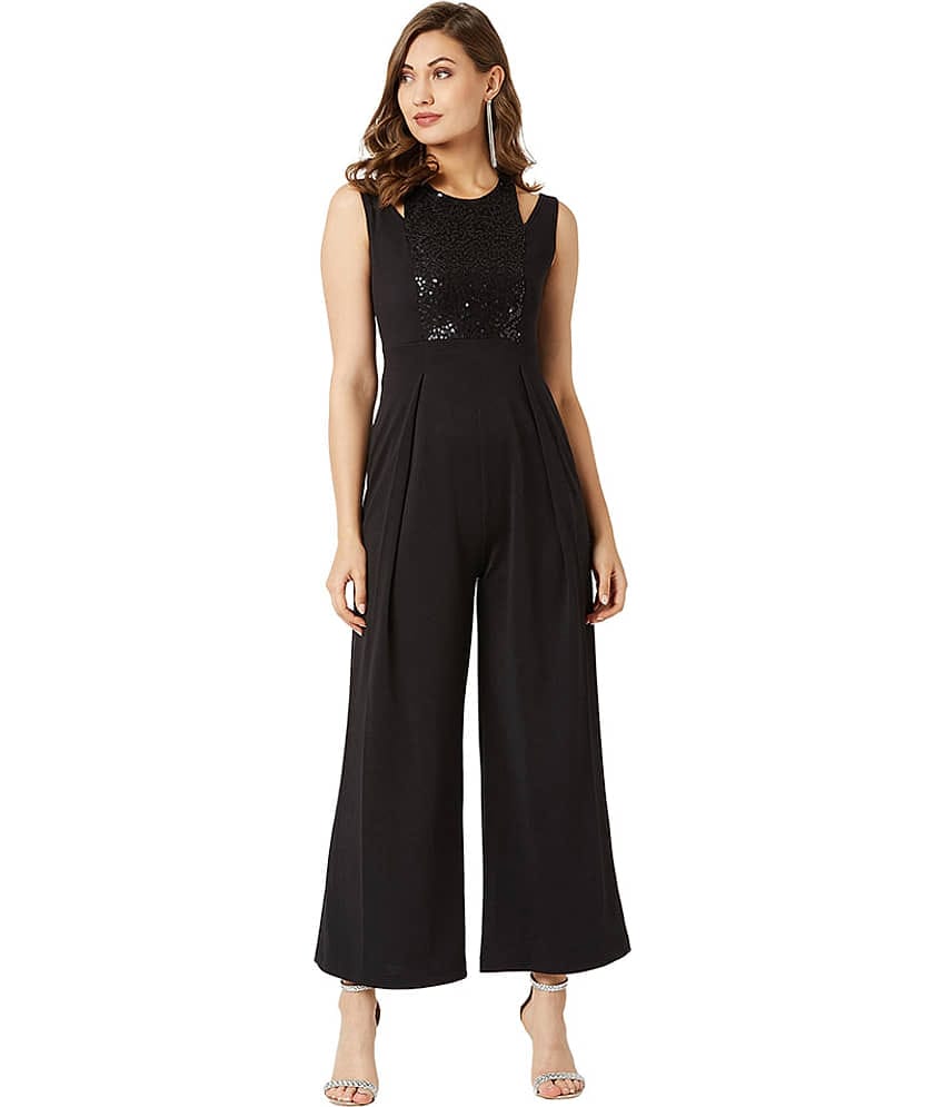 Miss Chase Black Polyester Jumpsuit