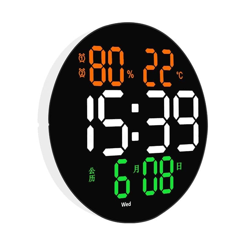 LED Digital Wall Clock with Temperature and Date Display