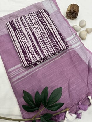 Cotton Handloom Plain linen Saree