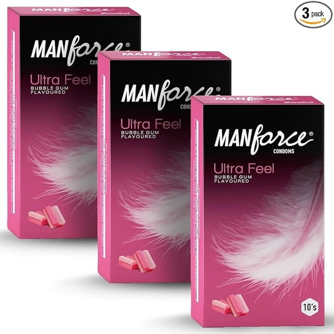 Manforce Ultra Feel Bubblegum Flavoured Condoms  10 Pieces (Pack of 3)