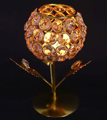  Crystal Tealight Candle Holder Gold Plated 